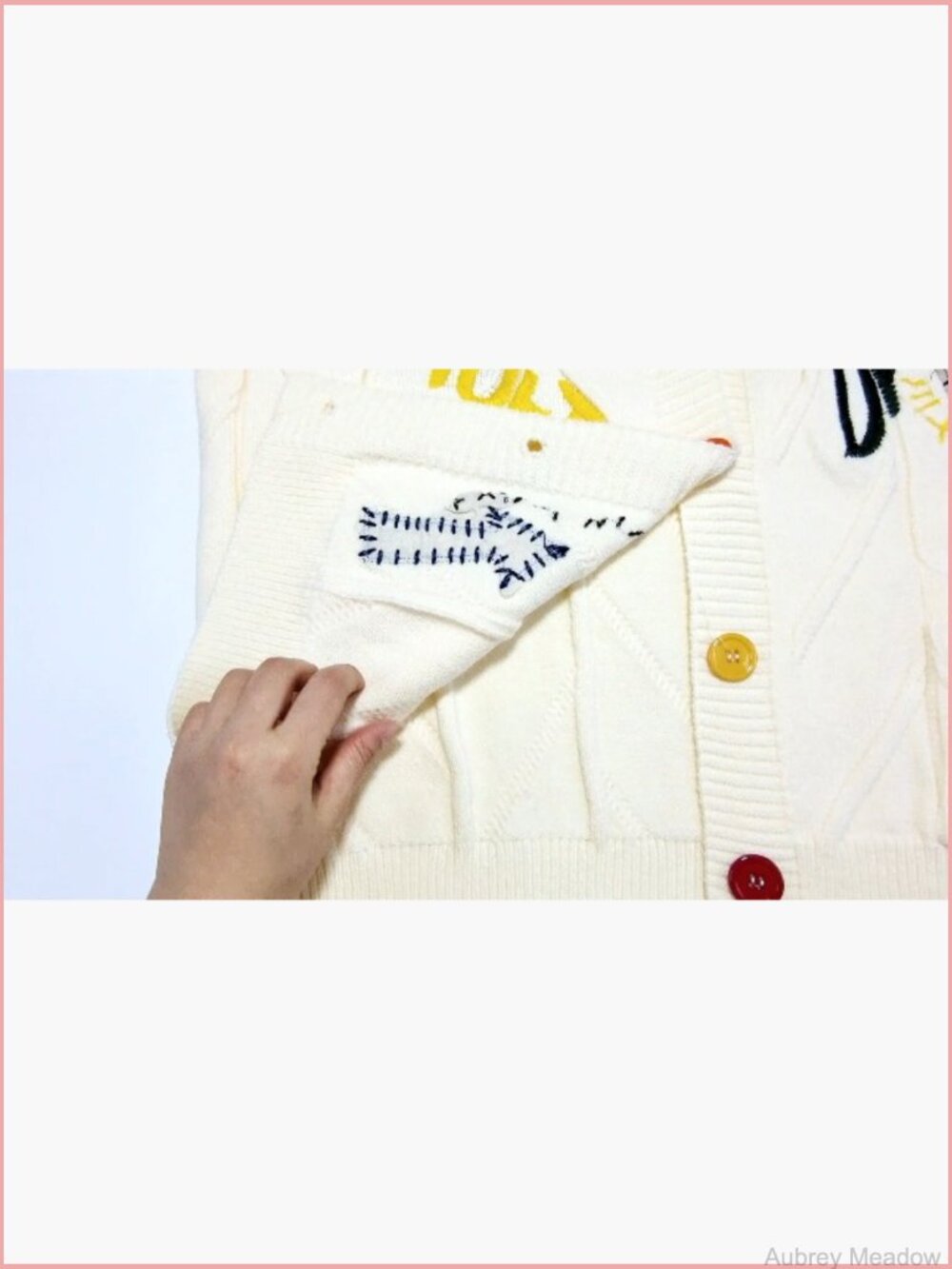 Embroidered Heart Cardigan Sweater Button Down Knitted Y2K with Pockets - Picture 7 of 7